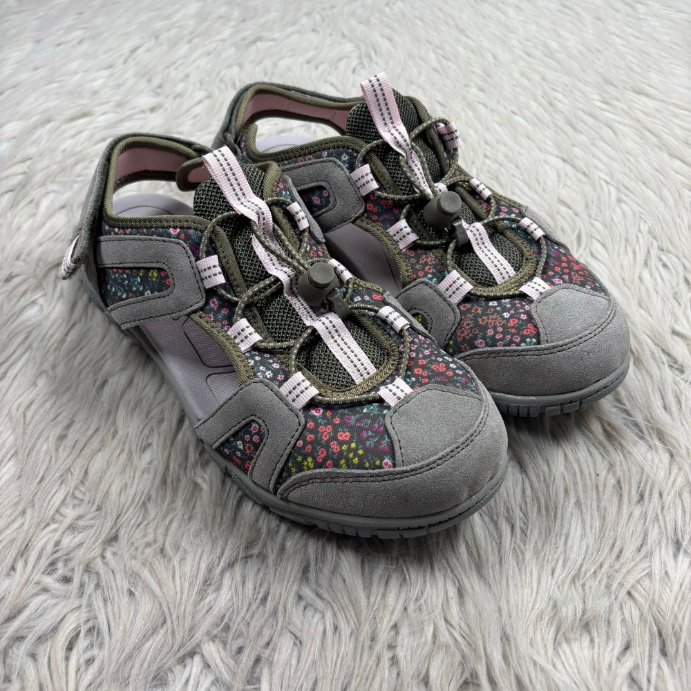 Lands' End Women's 9 Green Floral All Weather Cosed-Toe Sport Sandals